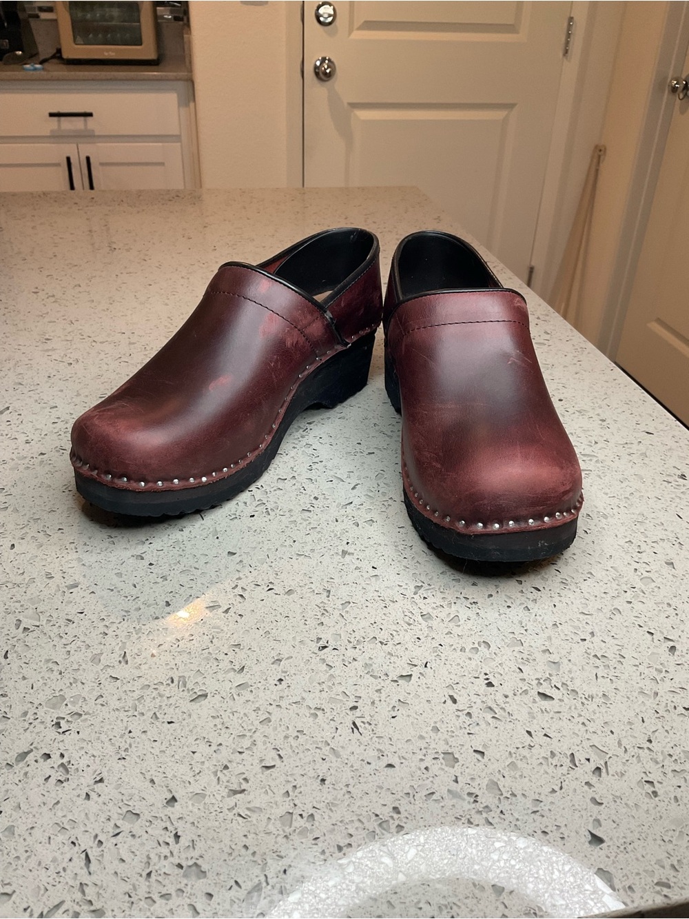 Swedish Clogs: Bordeaux Leather, Troentorp Closed Back Clogs
